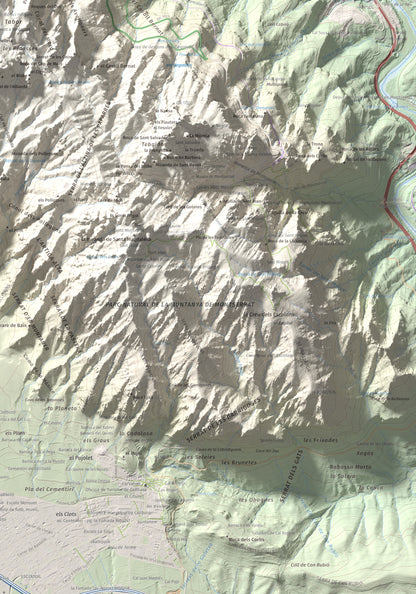 Mapa de relieve de Sant Jeroni, 1236 m, Anoia · Bages, lámina 100 Cims de Trobart. Detalle de la zona inferior derecha. 70 × 100 cm.