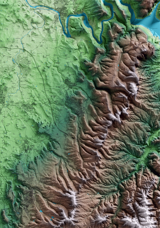 Mapa artístico del relieve de Sant Julià de Vilatorta, a Osona, con 15 km de entorno y base topográfica ICGC
