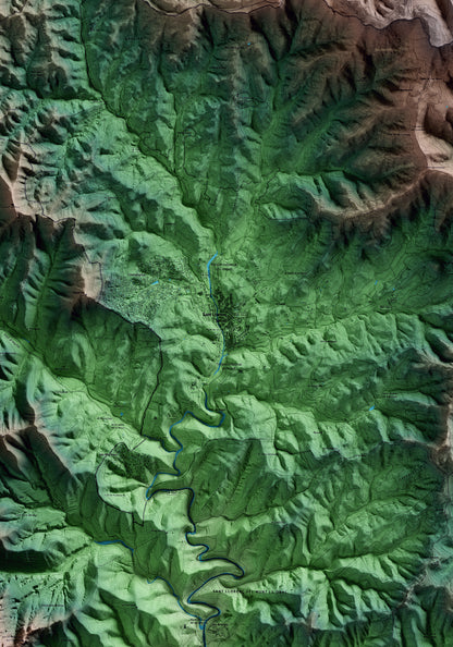 Mapa artístico del relieve de Sant Llorenç Savall, al Vallès Occidental, con 15 km de entorno y base topográfica ICGC. Detalle de la zona central.