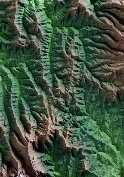 Mapa artístico del relieve de Sant Llorenç Savall, al Vallès Occidental, con 15 km de entorno y base topográfica ICGC. Detalle de la zona superior izquierda.