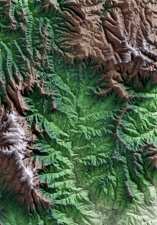 Mapa artístico del relieve de Sant Llorenç Savall, al Vallès Occidental, con 15 km de entorno y base topográfica ICGC