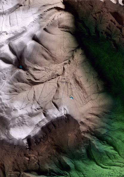 Mapa artístico del relieve de Sant Llorenç de Morunys, al Solsonès, con 15 km de entorno y base topográfica ICGC. Detalle de la zona superior izquierda.
