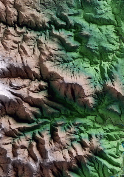 Mapa artístico del relieve de Sant Llorenç de la Muga, al Alt Empordà, con 15 km de entorno y base topográfica ICGC. Detalle de la zona superior izquierda.