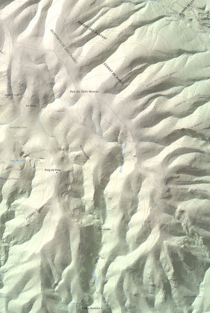 Mapa de relieve de Sant Mamet, 1391 m, Noguera, lámina 100 Cims de Trobart. Detalle de la zona inferior derecha. 61 × 91 cm.