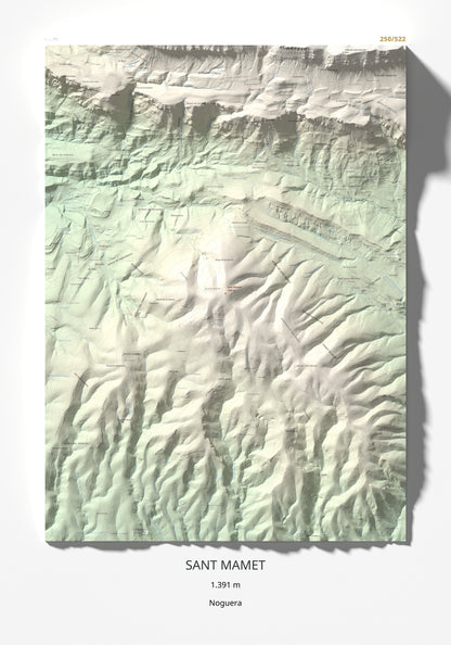 Mapa de relieve de Sant Mamet, 1391 m, Noguera, lámina 100 Cims de Trobart 70 × 100 cm.