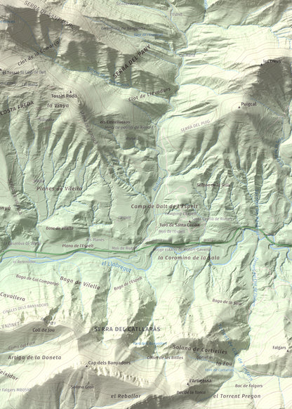 Mapa de relieve de Sant Marc de Brocà, 1611 m, Berguedà, lámina 100 Cims de Trobart. Detalle de la zona inferior derecha. 50 × 70 cm.