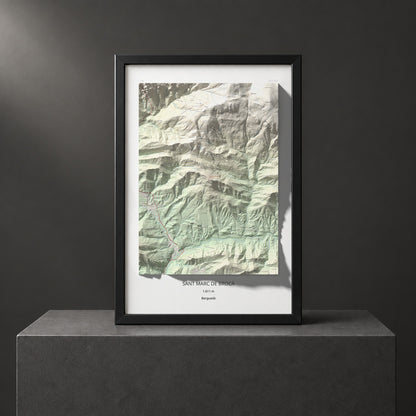 Mapa de relieve de Sant Marc de Brocà, 1611 m, Berguedà, lámina 100 Cims de Trobart. Presentación enmarcada. 61 × 91 cm.
