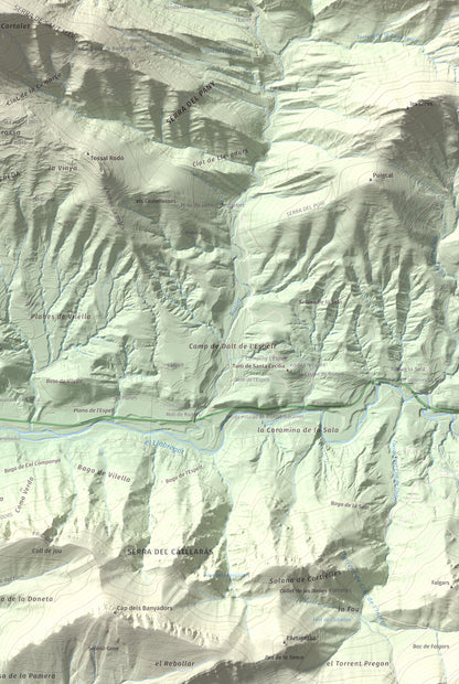 Mapa de relieve de Sant Marc de Brocà, 1611 m, Berguedà, lámina 100 Cims de Trobart. Detalle de la zona inferior derecha. 61 × 91 cm.