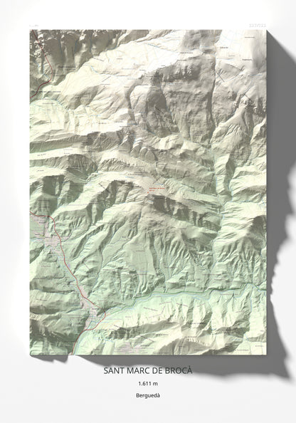 Mapa de relieve de Sant Marc de Brocà, 1611 m, Berguedà, lámina 100 Cims de Trobart 70 × 100 cm.
