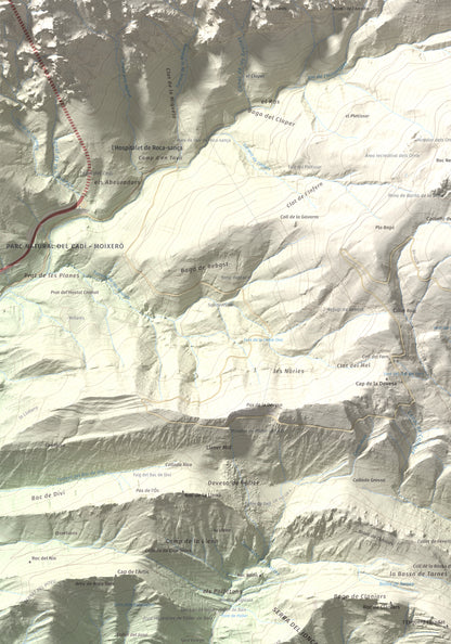Mapa de relieve de Sant Marc de Brocà, 1611 m, Berguedà, lámina 100 Cims de Trobart. Detalle de la zona superior izquierda. 70 × 100 cm.