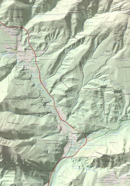Mapa de relieve de Sant Marc de Brocà, 1611 m, Berguedà, lámina 100 Cims de Trobart. Detalle de la zona inferior izquierda. 70 × 100 cm.
