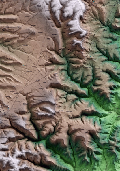 Mapa artístico del relieve de Sant Martí Sesgueioles, al Anoia, con 15 km de entorno y base topográfica ICGC. Detalle de la zona inferior izquierda.