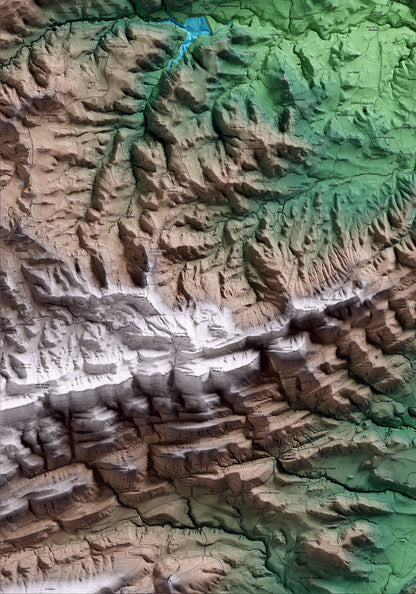 Mapa artístico del relieve de Sant Martí de Tous, al Anoia, con 15 km de entorno y base topográfica ICGC. Detalle de la zona inferior izquierda.