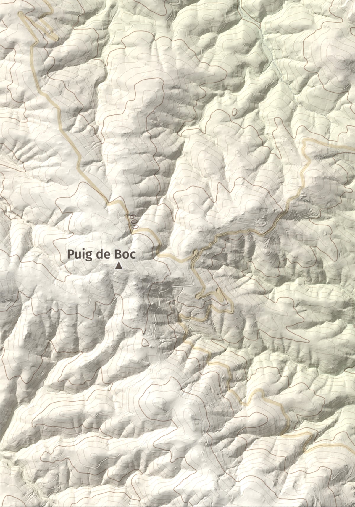 Mapa de relieve de Sant Martí de la Roca, 522 m, Rosselló, lámina 100 Cims de Trobart. Detalle de la zona inferior izquierda. 21 × 30 cm.