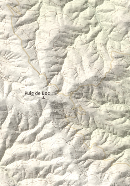 Mapa de relieve de Sant Martí de la Roca, 522 m, Rosselló, lámina 100 Cims de Trobart. Detalle de la zona inferior izquierda. 21 × 30 cm.