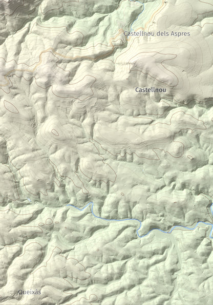 Mapa de relieve de Sant Martí de la Roca, 522 m, Rosselló, lámina 100 Cims de Trobart. Detalle de la zona inferior derecha. 21 × 30 cm.