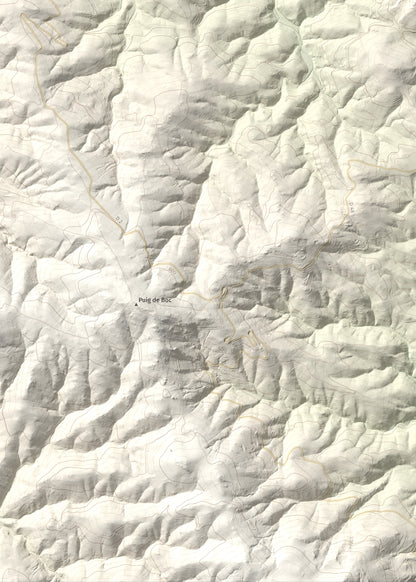 Mapa de relieve de Sant Martí de la Roca, 522 m, Rosselló, lámina 100 Cims de Trobart. Detalle de la zona inferior izquierda. 50 × 70 cm.