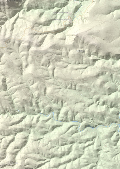 Mapa de relieve de Sant Martí de la Roca, 522 m, Rosselló, lámina 100 Cims de Trobart. Detalle de la zona inferior derecha. 50 × 70 cm.