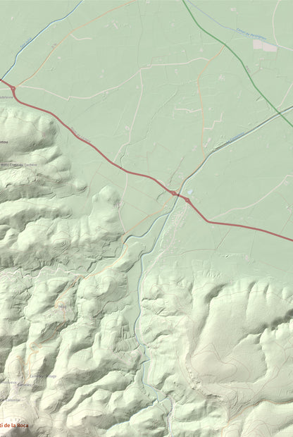 Mapa de relieve de Sant Martí de la Roca, 522 m, Rosselló, lámina 100 Cims de Trobart. Detalle de la zona superior derecha. 61 × 91 cm.