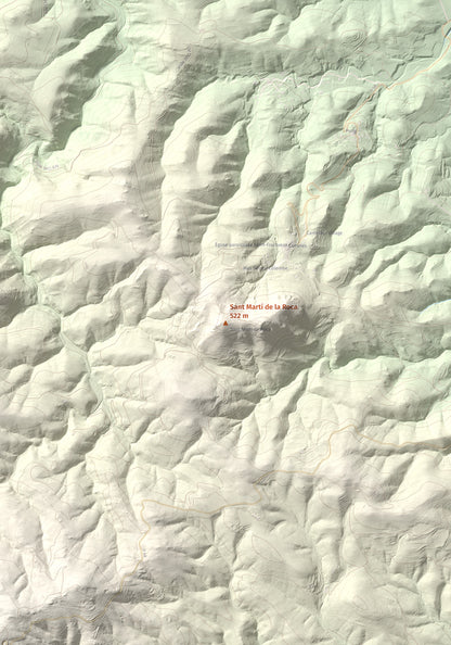 Mapa de relieve de Sant Martí de la Roca, 522 m, Rosselló, lámina 100 Cims de Trobart. Detalle de la zona central. 70 × 100 cm.