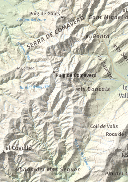 Mapa de relieve de Sant Miquel de Montclar, 948 m, Conca de Barberà, lámina 100 Cims de Trobart. Detalle de la zona inferior izquierda. 21 × 30 cm.