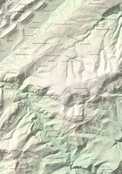 Mapa de relieve de Sant Miquel de Montclar, 948 m, Conca de Barberà, lámina 100 Cims de Trobart. Detalle de la zona inferior derecha. 70 × 100 cm.