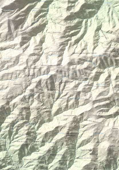 Mapa de relieve de Sant Miquel de Solterra, 1203 m, Selva, lámina 100 Cims de Trobart. Detalle de la zona inferior derecha. 70 × 100 cm.