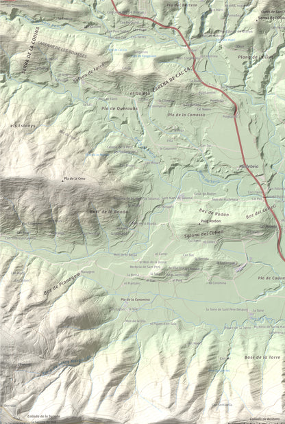 Mapa de relieve de Sant Miquel del Mont, 793 m, Garrotxa, lámina 100 Cims de Trobart. Detalle de la zona superior izquierda. 61 × 91 cm.