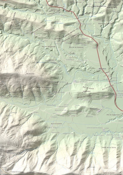 Mapa de relieve de Sant Miquel del Mont, 793 m, Garrotxa, lámina 100 Cims de Trobart. Detalle de la zona superior izquierda. 70 × 100 cm.