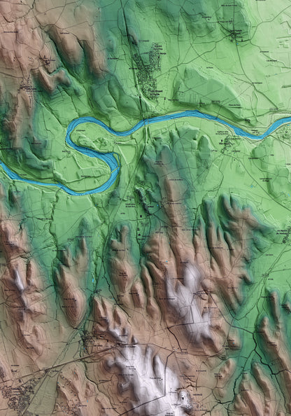 Mapa artístico del relieve de Sant Mori, al Alt Empordà, con 15 km de entorno y base topográfica ICGC. Detalle de la zona central.