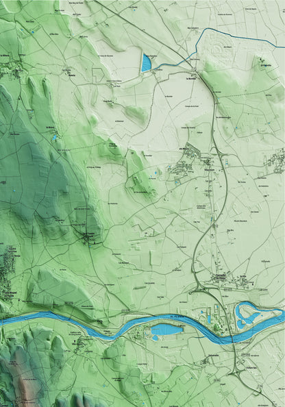 Mapa artístico del relieve de Sant Mori, al Alt Empordà, con 15 km de entorno y base topográfica ICGC. Detalle de la zona superior derecha.