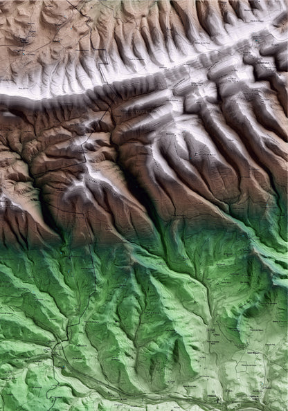 Mapa artístico del relieve de Sant Pere Sallavinera, al Anoia, con 15 km de entorno y base topográfica ICGC. Detalle de la zona superior derecha.