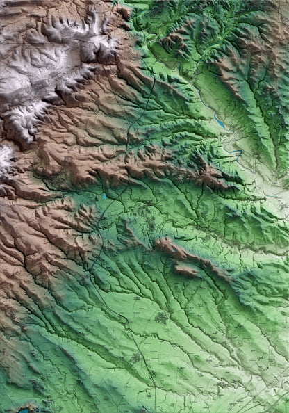 Mapa artístico del relieve de Sant Pere de Riudebitlles, al Alt Penedès, con 15 km de entorno y base topográfica ICGC