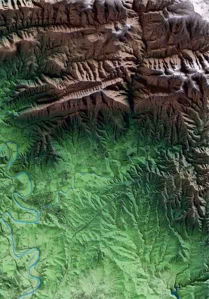 Mapa artístico del relieve de Sant Pere de Torelló, a Osona, con 15 km de entorno y base topográfica ICGC