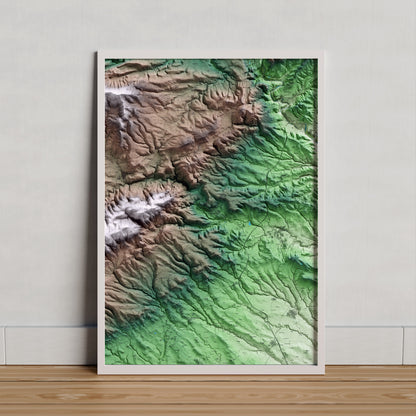 Mapa artístico del relieve de Sant Quintí de Mediona, al Alt Penedès, con 15 km de entorno y base topográfica ICGC. Presentación enmarcada.