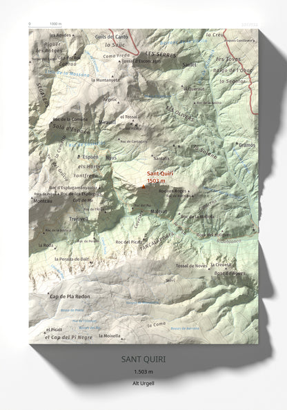 Mapa de relieve de Sant Quiri, 1503 m, Alt Urgell, lámina 100 Cims de Trobart 21 × 30 cm.