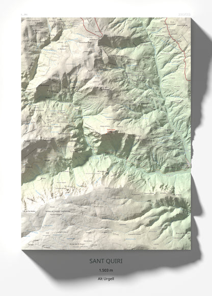 Mapa de relieve de Sant Quiri, 1503 m, Alt Urgell, lámina 100 Cims de Trobart 50 × 70 cm.