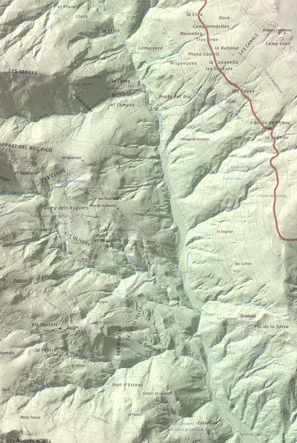 Mapa de relieve de Sant Quiri, 1503 m, Alt Urgell, lámina 100 Cims de Trobart. Detalle de la zona superior derecha. 61 × 91 cm.