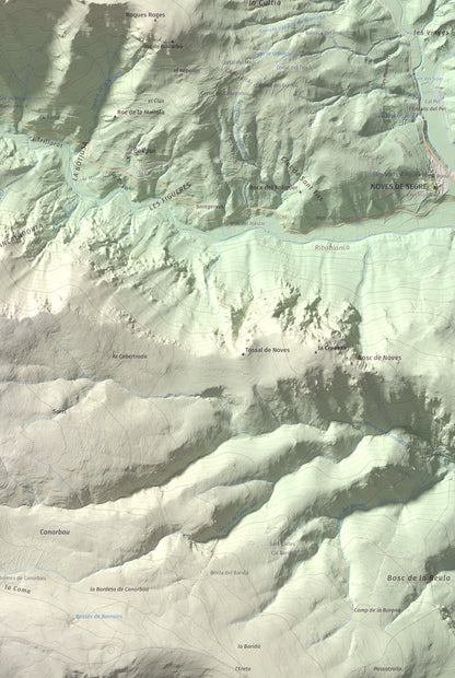 Mapa de relieve de Sant Quiri, 1503 m, Alt Urgell, lámina 100 Cims de Trobart. Detalle de la zona inferior derecha. 61 × 91 cm.