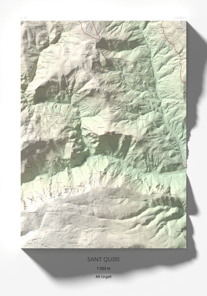 Mapa de relieve de Sant Quiri, 1503 m, Alt Urgell, lámina 100 Cims de Trobart 70 × 100 cm.