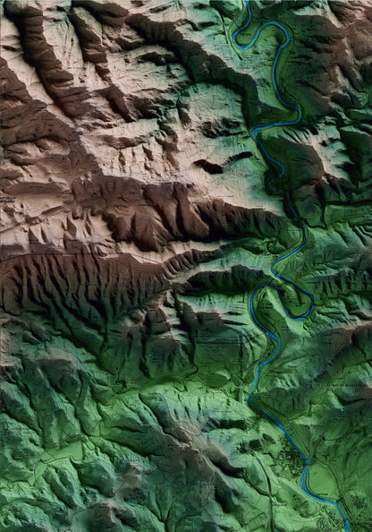 Mapa artístico del relieve de Sant Quirze de Besora, a Osona, con 15 km de entorno y base topográfica ICGC. Detalle de la zona superior izquierda.
