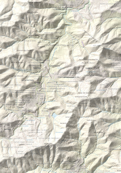 Mapa topográfico del relieve: Sant Ramon, 295 m. Detalle de la zona superior izquierda. 70 × 100 cm.