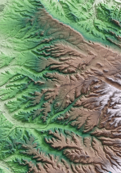 Mapa artístico del relieve de Sant Ramon, a la Segarra, con 15 km de entorno y base topográfica ICGC