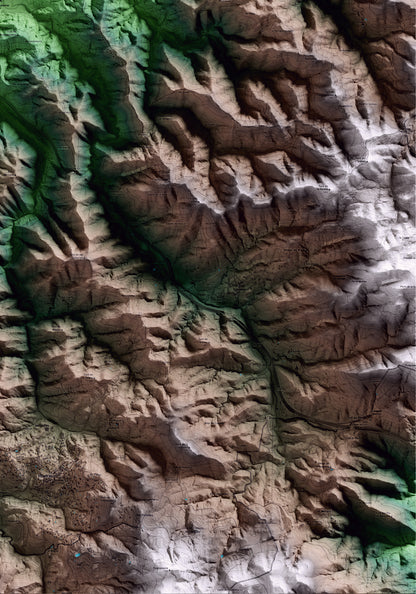 Mapa artístico del relieve de Sant Sadurní d'Osormort, a Osona, con 15 km de entorno y base topográfica ICGC. Detalle de la zona inferior derecha.