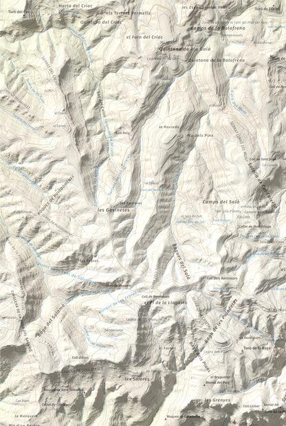 Mapa de relieve de Sant Sadurní de Gallifa, 942 m, Vallès Occidental, lámina 100 Cims de Trobart. Detalle de la zona superior izquierda. 61 × 91 cm.