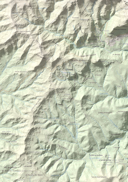 Mapa de relieve de Sant Sadurní de Gallifa, 942 m, Vallès Occidental, lámina 100 Cims de Trobart. Detalle de la zona inferior izquierda. 70 × 100 cm.