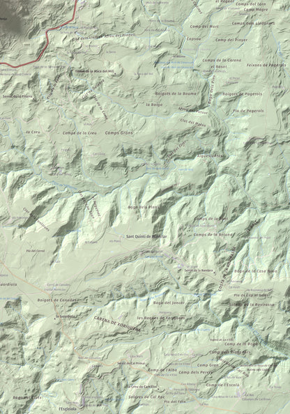 Mapa de relieve de Sant Salvador, 1157 m, Berguedà, lámina 100 Cims de Trobart. Detalle de la zona inferior derecha. 70 × 100 cm.