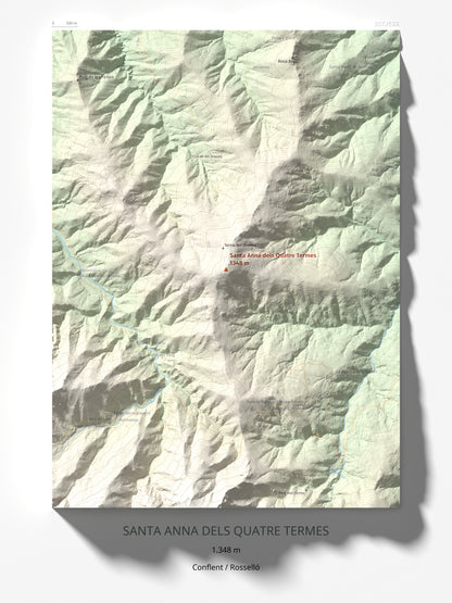Mapa de relieve de Santa Anna dels Quatre Termes, 1348 m, Conflent · Rosselló, lámina 100 Cims de Trobart 30 × 40 cm.