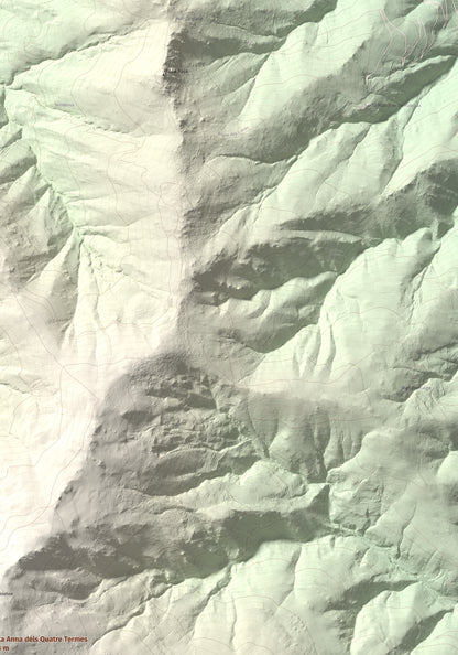 Mapa de relieve de Santa Anna dels Quatre Termes, 1348 m, Conflent · Rosselló, lámina 100 Cims de Trobart. Detalle de la zona superior derecha. 70 × 100 cm.