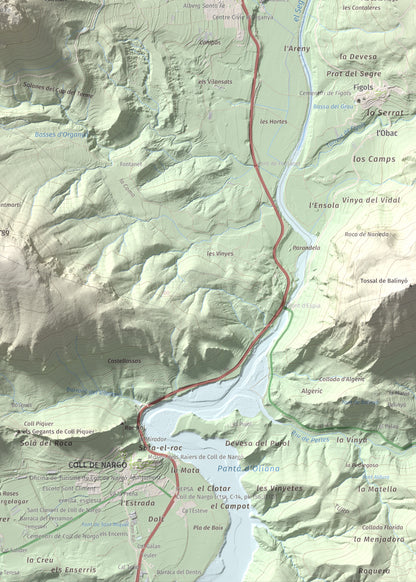 Mapa de relieve de Santa Fe, 1211 m, Alt Urgell, lámina 100 Cims de Trobart. Detalle de la zona inferior derecha. 50 × 70 cm.